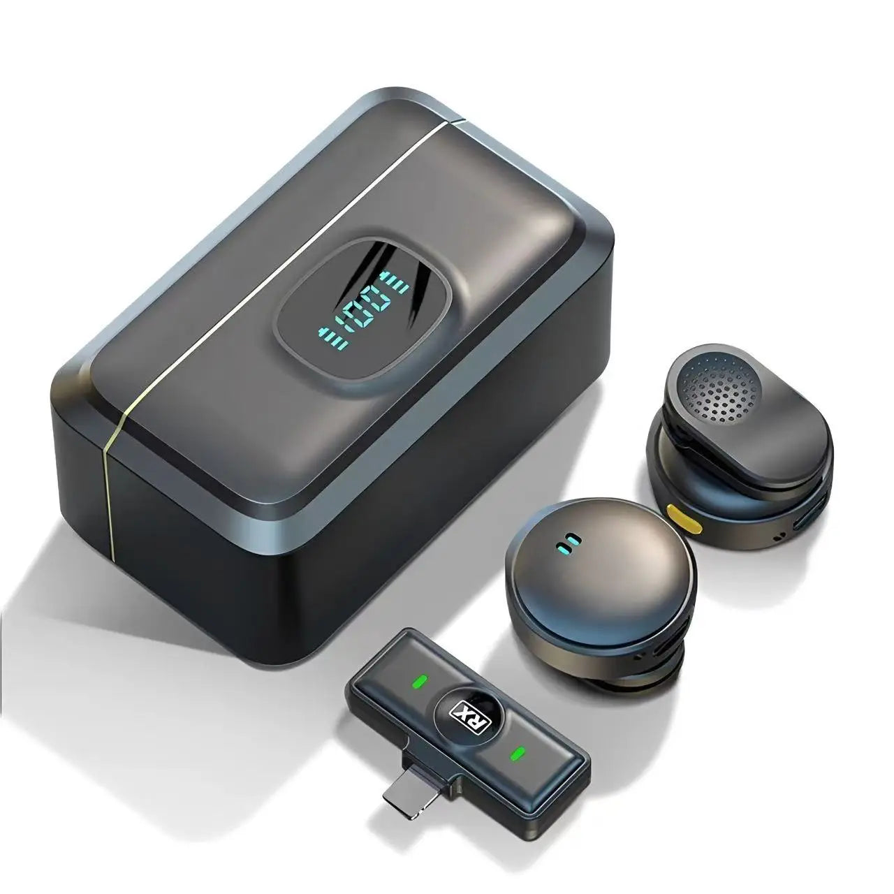 Microfone de lapela magnético profissional sem fio com cancelamento de ruído para gravação de vídeo/TikTok/Vlog tipo C