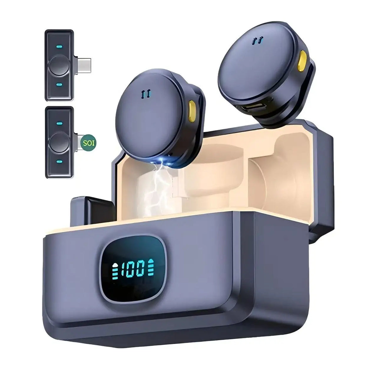 Microfone de lapela magnético profissional sem fio com cancelamento de ruído para gravação de vídeo/TikTok/Vlog tipo C